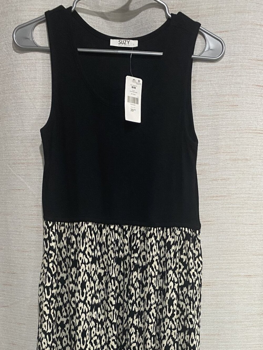 Suzy Sheir Dress With Pockets Black White Medium Womens (Reg:$39) (262)